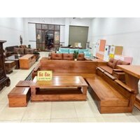 depcross Bộ ghế sofa gỗ hương vàng cao cấpkichs thước 2m4 x 2m kiểu dáng sang trọng - ảnh thật kèm video