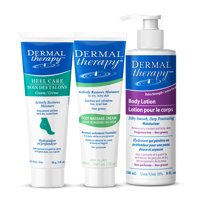 Dermal Therapy’s Therapeutic Full Body Bundle | 25% Urea Heel Care Cream + Soothing Foot Massage Cream and Extra Strength Body Lotion with 10% Urea...