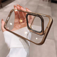 Desert Titanium Flip Lens Bracket Ốp Điện Thoại Cho IPhone 16 Pro Max 12 13 14 15 Pro Max Vỏ Trong Suốt Bảo Vệ Camera