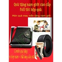 Design 2025 Quà tặng may mắn cho nam giới Combo ví/bóp + thắt lưng dây nịt nam Full túi hộp quà + thiệp + hỗ trợ in ảnh
