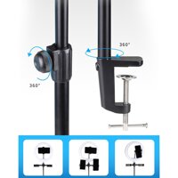 Desk Mounting Stand, 17.7-28.3 inch Adjustable Tabletop Light Stand for Ring Light, Video Light, DSLR, Action Camera - D