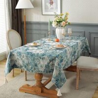 (DỆT NỔI_DÀY XỊN+CHÙM TUA) Khăn trải bàn vải Jacquacd họa tiết tranh sơn dầu vintage. thảm phủ sofa