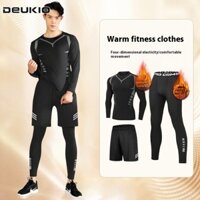 Deukio Bộ đồ tập thể dục ấm áp lông cừu phù hợp với quần áo hấp thụ mồ hôi nhanh khô