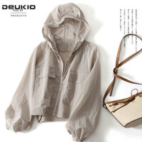 Deukio Quần áo chống nắng nhẹ và thoáng khí dành cho nữ mùa hè mới giản dị và rộng rãi quần áo đi xe đạp thể thao ngoài trời cỡ lớn với thiết kế hàng đầu cảm giác