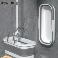 Deukio Xô lau nhà có thể gập lại hình chữ nhật Thùng đựng nước gấp ướt và khô cầm tay bền lớn