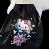 Devil Hello Sanrio Kitty Mỹ Zipper Cardigan Couple Dài Tay Áo Thời Trang Jacket Phụ Nữ Dễ T