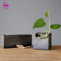 Devoko Ikebana Bình Gốm Vật Trang Trí Chậu Vuông Hình Chữ Nhật Bó Hoa Để Bàn Chậu Cho Văn Phòng