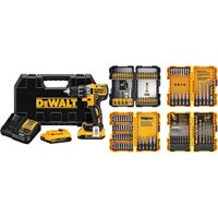 DEWALT 20V MAX Cordless Drill/Driver Kit, Brushless, 1/2-Inch (DCD791D2) & Screwdriver Bit Set/Drill Bit Set, 100-Piece (DWA2FTS100),Black/Grey/Yel...