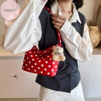 Deyangk Vintage Chấm Bi Túi đeo dưới cánh tay Túi Xách Thời Trang Đa Năng Nách Túi Nữ Hàn Quốc Thường Ngày Xô Túi Cho Bé Gái Quà Tặng VN