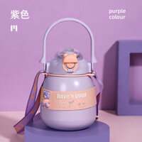 Df Lưới Đỏ Bụng Lớn Giữ Ấm Cốc Dễ Thương Cub Ly Nước Ấm Công Suất Lớn 316 Thép Kh
