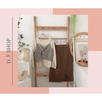 [D.F Shop] Set sơmi tay phồng kèm áo yếm caro