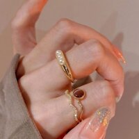 Dfd Pháp Retro Cung Điện Opal Nhẫn Nữ Thời Trang Độc Đá Zircon Hai Lớp Niche ins Cao Cấp Mở Nhẫn
