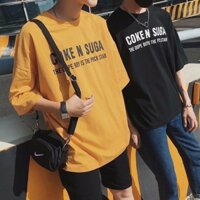 DGD Áo thun unisex tay lỡ vai rộng, street style hot bảng xếp hạng Local Brand hàn quốc, Màu vàng và đen bắt mắt 1 5