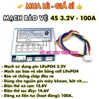 [ĐGTVN] Mạch sạc bảo vệ pin LiFePO4  4S 3.2V - 100A