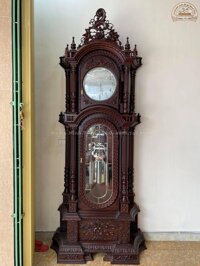 DH26 Đồng Hồ Cây Gỗ Gụ Máy Đức Diện Bạc Cỡ 1m1 x 2m67 ( Anh Chí, Bắc Ninh )