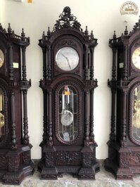 DH26 Đồng Hồ Cây Gỗ Gụ, Máy Đức 13 x 23, Hàng diện Trơn mặt bạc ( Bác Huân, Hải Dương )
