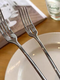 【DHAHDG】 Thép không gỉ Nĩa ăn tối tay cầm dài bảng Bộ dĩa dao kéo Hàn Quốc bốn tine Salad món tráng