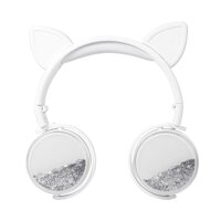 DHE New Y-12 Wired Headphones Shaking Quicksand Sky Star Cat Ear Plug-in Student Headphones Cute Headphones (Color : White)