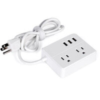DHEKINGD D111 US Plug Sockets with 2 Outlet 3 USB SocketsDesktop Charging Station 3.94ft Extension Cord for Travel Mul