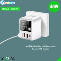 Di Động Qc3.0 4 Cổng Usb Sạc Đa Cổng Sạc 40w Sạc Nhanh Thiết Kế Nhỏ Gọn Bộ Chuyển Đổi Điện Thoại Di Động Có Đèn Led