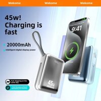 [Di động và đẹp mắt] Pin sạc siêu nhanh 45W với dây tự động, pin sạc dự phòng mini nhỏ gọn, 20000 mAh, pin sạc dự phòng dung lượng lớn