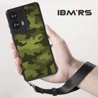 (Đi kèm dây đeo cổ tay) IBMRS cho vỏ Motorola Moto G85, Vỏ điện thoại mỏng TPU chống vân tay Vỏ bảo vệ chống sốc (Camo Black)