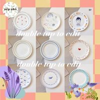 Đĩa ăn hoạ tiết dễ thương màu trắng đường kính 20 cm (8 inch)