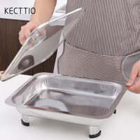 Đĩa ăn phục vụ KECTTIO, Nắp thủy tinh có thể nhìn thấy Bếp khay Buffet dung tích lớn, Hình chữ nhật bền bỉ Có thể tháo rời Chảo cá nướng thịt bò chiên hải sản