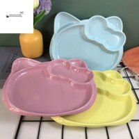 Đĩa ăn tối bằng gốm sứ STATIONERYSTUDIO, Đĩa Salad hình mèo tinh tế Kitty Cat, Hộp đựng thực phẩm Khay chia đồ ăn nhẹ màu trơn chống trượt dễ thương cho trẻ em