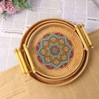 Đĩa ăn tối, đĩa trái cây, đĩa đan bằng mây, giỏ trái cây mùa thu Việt Nam, giỏ mây đôi tai, giỏ mây in, khay lưu trữ