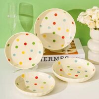 Đĩa ăn tối gốm sứ Wave Dot kiểu dáng đơn giản