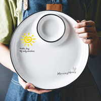 Đĩa Bánh Bao Gốm Hoa Văn Mặt Trời Gia Dụng Đĩa Có Giấm, Đĩa Rau Lạnh, Đĩa Bánh Bao, Đĩa Khoai Tây Chiên, Đĩa Tôm