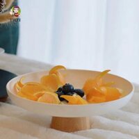 Đĩa bánh đứng cao TIEZI, Đĩa trưng bày món tráng miệng bằng nhựa tròn, Khay đựng bánh Công suất lớn Đế gỗ phong cách Bắc Âu Khay đựng đồ để bàn Phòng ngủ