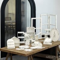 Đĩa bánh trắng cổ điển, đạo cụ chụp ảnh, đĩa bánh cưới, giá đỡ bánh tráng miệng, phong cách rừng