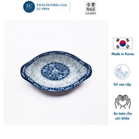 Đĩa bầu dục sâu lòng 21cm sứ hoa văn cao cấp Hàn Quốc Sambo MD-050