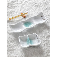 Đĩa bộ đồ ăn melamine Xiangyuan, đĩa gia vị hai ngăn cho nhà hàng, đĩa hương vị, đĩa nhựa thương mại cho lẩu, đĩa nhỏ đựng nước sốt, đĩa dầu