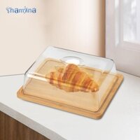 Đĩa bơ tre có nắp trong suốt Phụ kiện thực phẩm Giá đỡ Khay đựng phô mai cho tủ lạnh nhà bếp