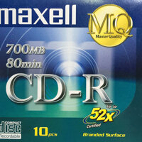Đĩa CD-R Maxell 700MB - Hàng chính hãng 1 hộp 10 cái - 10 vỏ đựng