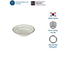 Đĩa chấm 11cm trắng sứ tro xương viền bạc Hàn Quốc Haengnam 17172