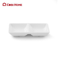dĩa chấm chia ngăn bằng nhựa melamine cao cấp - 2 ngăn