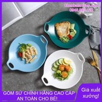 Đĩa chảo tròn gốm sứ 2 tai trơn 24cm