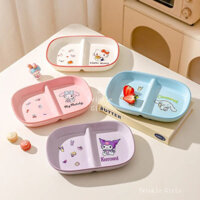 Đĩa chia sứ Kuromi Cinnamoroll chính hãng, đĩa ăn sáng Hello Kitty My Melody, bộ đồ ăn cho trẻ em, đĩa trái cây