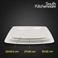 Dĩa chữ nhật phắng 23x15.5cm, 27x18cm, 31x22cm Misc_Assortment Lys Trắng Ngà sứ tráng men cao cấp Minh Long