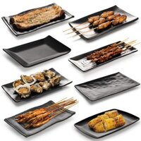 Đĩa đặc biệt cho nhà hàng BBQ Melamine, đồ dùng thương mại phong cách Nhật Bản, đĩa nhựa hình chữ nhật màu đen cho nướng, đĩa cho nhà hàng Lẩu