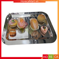 Đĩa (dĩa) inox trang trí chữ nhật, 43*31cm/48*34cm - Đĩa đựng thức ăn, trưng bày, inox bóng dày 1mm