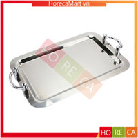 Đĩa (dĩa) inox trang trí chữ nhật 2 quai inox 40*29cm, 50*38cm - Đĩa đựng thức ăn, trưng bày