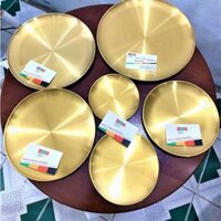 đĩa (dĩa) inox tròn Hàn Quốc, khay inox trang trí, đựng thức ăn (nhiều kích thước)