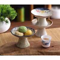 Đĩa đựng bánh kẹo hoa quả trà đạo bằng gốm sứ cao cấp 11.5cm x 7.5cm