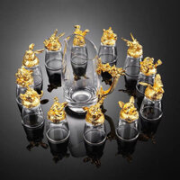 Đĩa đựng rượu trắng mười hai cung hoàng đạo, số lượng lớn, đồ uống thủy tinh phong cách Trung Quốc, 12 ly nhỏ, ly một ngụm GOPW