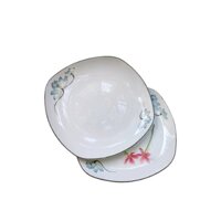 Đĩa Đựng Thức Ăn Kiểu Dáng Vuông Tròn 22cm Men Trắng Xưởng Gốm -Mậu Lý - KIM LONG CERAMIC